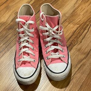Converse Pink High-Top Canvas Sneakers with White Accents